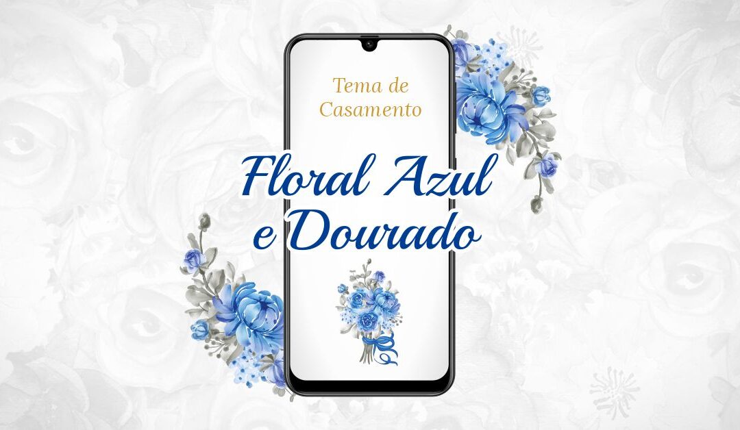 Floral Azul e Dourado